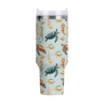 thumbnail image 1 of 40 oz Tumbler With Handle Stainless Steel Insulated Tumbler With Lid for Car Cup Holder Turtles Seahorses and Fish Pattern, 1 of 9