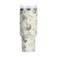 thumbnail image 1 of 40 oz Tumbler With Handle Stainless Steel Insulated Tumbler With Lid for Car Cup Holder Vintage Pastel Colors Floral, 1 of 9