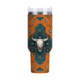 thumbnail image 1 of 40 oz Tumbler With Handle Stainless Steel Insulated Tumbler With Lid for Car Cup Holder Western-style Cowhorn Skulls, 1 of 9
