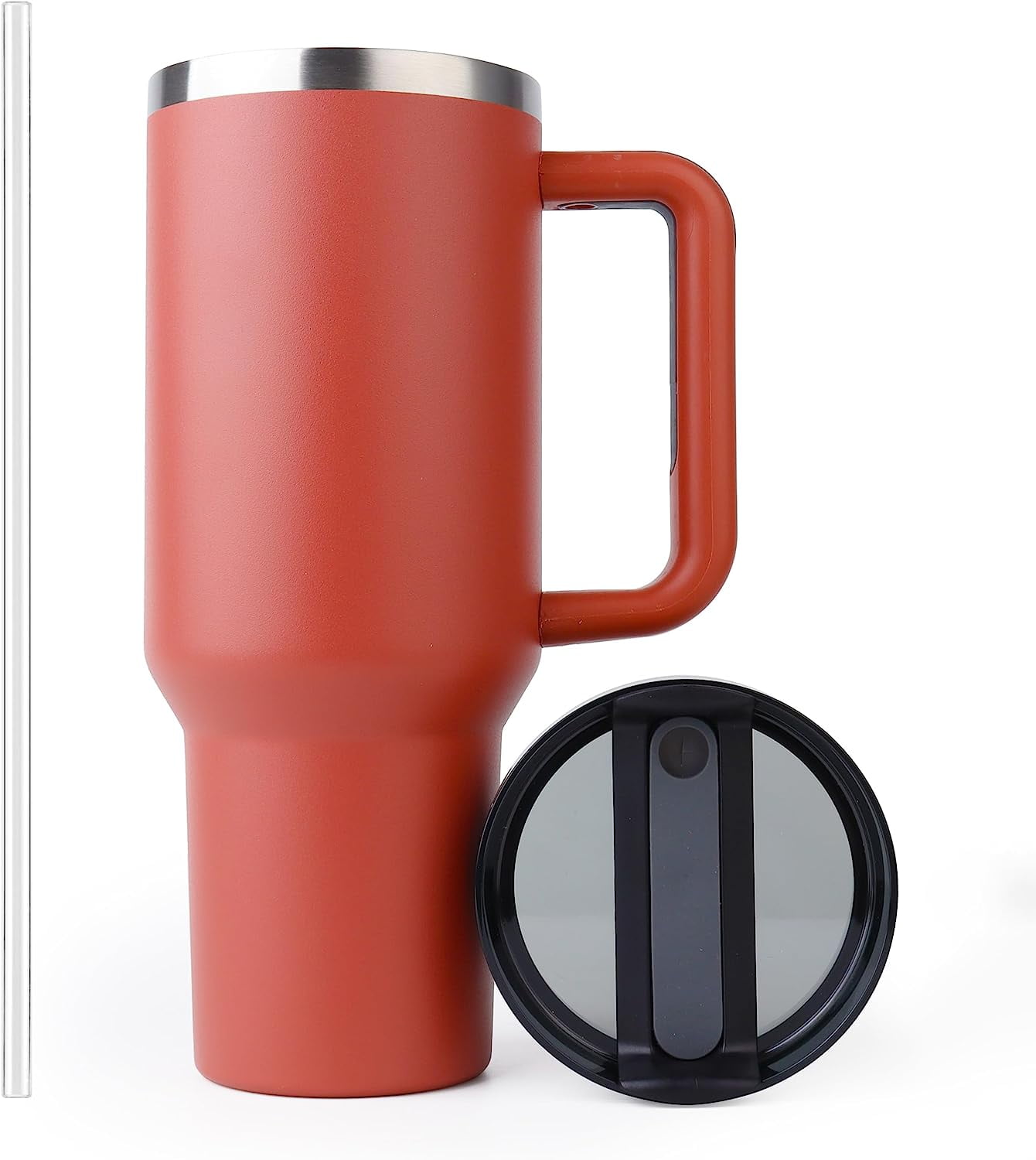 40 oz Tumbler With Handle and Straw Lid for Water,Double Wall Vacuum Sealed  Stainless Steel Insulated Tumblers Mug Red
