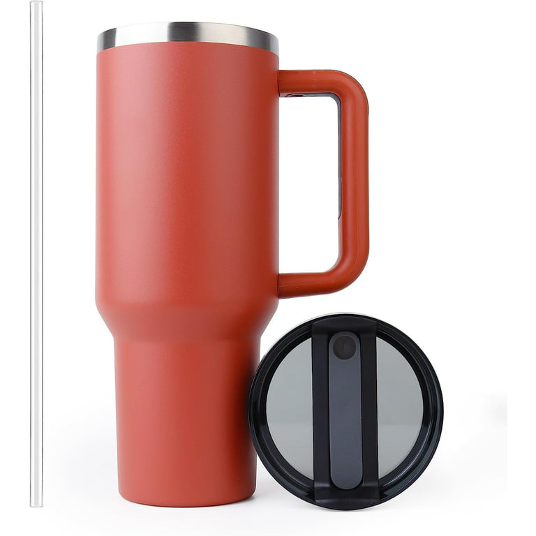 40 oz Tumbler With Handle and Straw Lid for Water,Double Wall Vacuum Sealed  Stainless Steel Insulated Tumblers Mug Red 