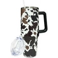 thumbnail image 1 of 40 oz Tumbler With handle and straw,Cow Stainless Steel Cup Extra Large Vacuum Double Wall Insulated Tumblers Travel Mug,Hot and cold beverages Car Cup, 1 of 6