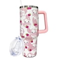 thumbnail image 1 of 40 oz Tumbler With handle and straw,pink Cow Stainless Steel Cup Extra Large Vacuum Double Wall Insulated Tumblers Travel Mug,Hot and cold beverages Car Cu灰粉色, 1 of 6