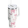 thumbnail image 1 of 40 oz Tumbler with Handle Cute Bows Ribbons Insulated Water Bottle with Straw Lid Vacuum Insulated Stainless Steel Travel Coffee Mug, 1 of 6