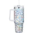 thumbnail image 1 of 40 oz Tumbler with Handle Holographic Glitter Leopard 40oz Tumbler with Lid Straw Double Insulated Travel Coffee Mug, 1 of 6