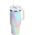 thumbnail image 1 of 40 oz Tumbler with Handle Lid and Straw Insulated Water Tumbler Stainless Steel Water Cup Mug Bottle Reusable Cup Holder Friendly Gradient Glitter, 1 of 6