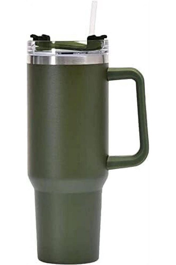40 oz Tumbler with Handle Stainless Steel Insulated Travel Coffee Mug Double Wall Vacuum Straw for Ice Drinks & Hot