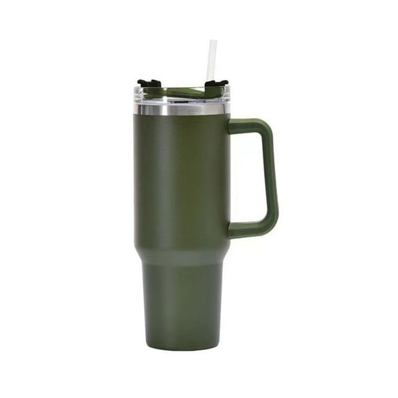 40 oz Tumbler with Handle Stainless Steel Insulated Travel Coffee Mug Double Wall Vacuum Straw for Ice Drinks & Hot
