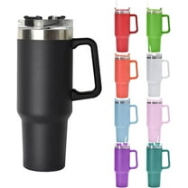 40 oz Tumbler with Handle and Straw Insulated Tumbler Travel Mug for Hot and Cold Beverages Thermos Travel Coffee Mug Stainless Steel (Navy Blue)