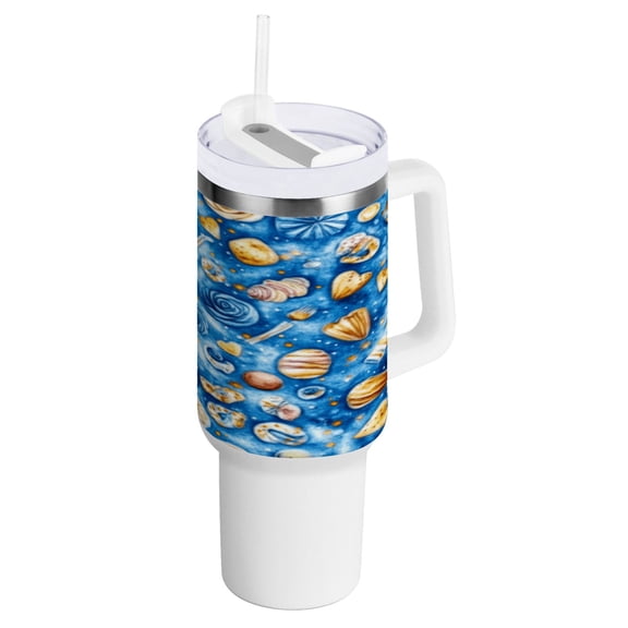 40 oz Tumbler with Handle and Straw Lid Fantastic Shells on Sea Insulated Vacuum Water Bottle Stainless Steel Travel Cup