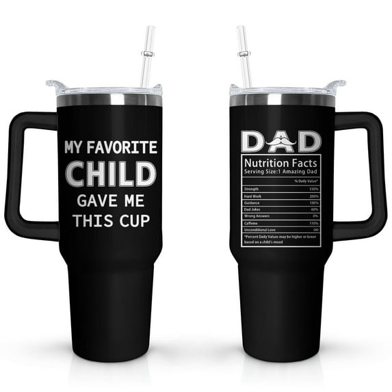 40 oz Tumbler with Handle and Straw Lid Leak Proof - Best Dad Ever Birthday Gifts for Dad Mens Father's Day - Stainless Steel Cup Dishwasher Safe