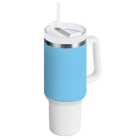 40 oz Tumbler with Handle and Straw Lid Sky Blue Insulated Vacuum Water Bottle Stainless Steel Travel Cup