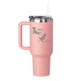 thumbnail image 1 of 40 oz Tumbler with Handle and Straw Lid Stainless Steel Insulated Travel Mug Cup Dog Yoga French Bulldog Frenchie Inhale Exhale (Pink), 1 of 1