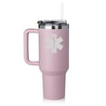 thumbnail image 1 of 40 oz Tumbler with Handle and Straw Lid Stainless Steel Insulated Travel Mug Cup Star of Life EMT Paramedic (Purple), 1 of 1