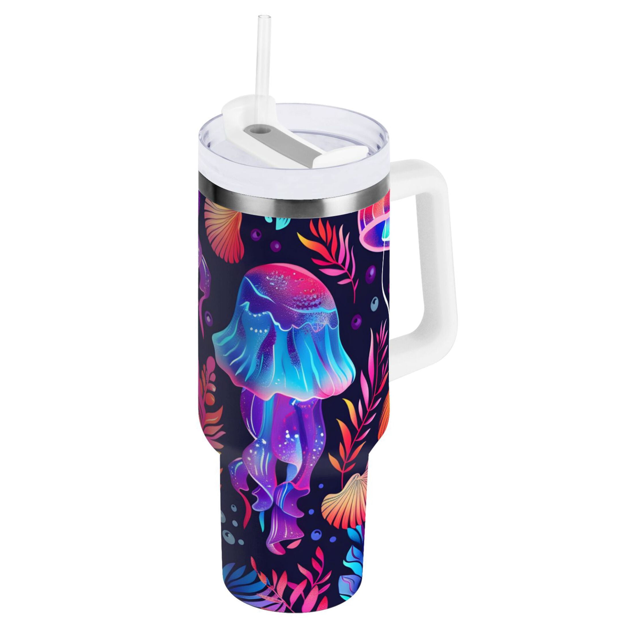 40 oz Tumbler with Handle and Straw Lid Vacuum Insulated Cup Leak-Proof ...