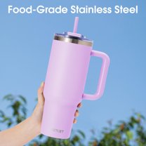 40 oz Tumbler with Handle and Straw Lid, Vacuum Insulated Reusable Stainless Steel Travel Mug, Cupholder Friendly, Easy to Clean (Lavender)