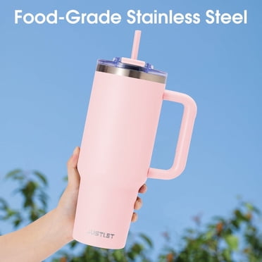 40 oz Tumbler with Handle and Straw Lid,Vacuum Insulated Reusable Stainless Steel Travel Mug?Cupholder Friendly ?Easy to Clean (Pink)