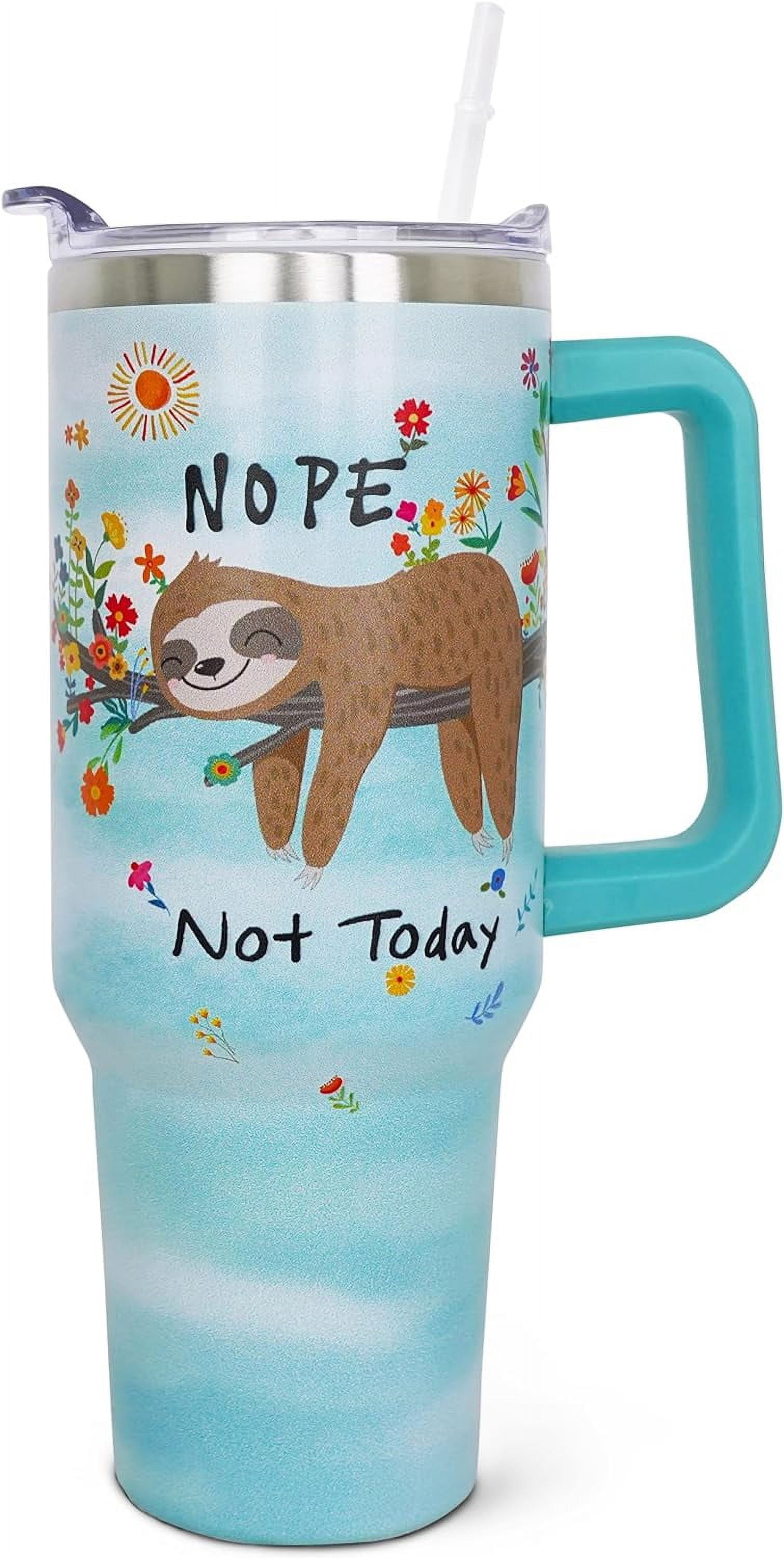 Sloth Handle 40 oz Tumbler with Handle and Straw Sloth Tumbler with Handle Insulated ...