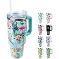 thumbnail image 1 of 40 oz Tumbler with Handle and Straw, Stainless Steel Insulated Cup with Leak Proof Lid and Straw Lid, Keep Drinks Cold and Hot for Hours(Flamingo), 1 of 1