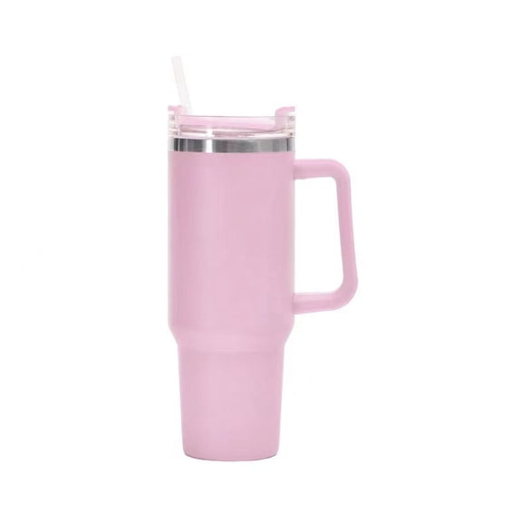 40 oz Straw Tumbler with Handle and Straw, Stainless Steel Tumbler with Lid and Straw, Reusable Vacuum Insulated Cup, Travel Coffee Mug