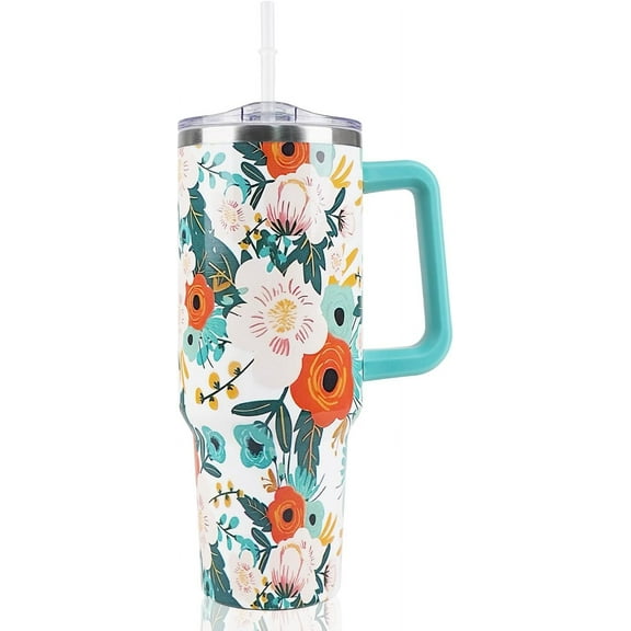 40 oz Tumbler with handle,Insulated Tumbler with Lid and Straw,Vacuum Thermal Cup with Handle