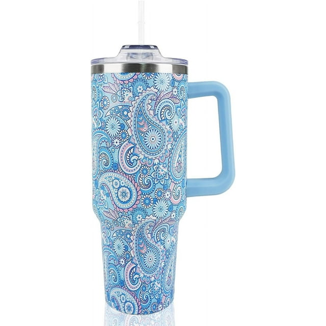 40 oz Tumbler with handle,Insulated Tumbler with Lid and Straw,Vacuum Thermal Cup with Handle