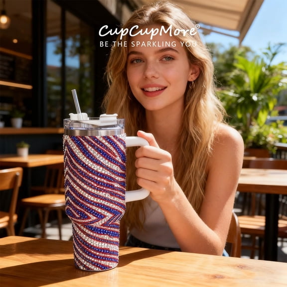 40 oz Zebra Bling Rhinestone Stainless Steel Sippy Tumbler Glitter Vacuum Insulated Water Bottle with Straw & Lid & Handle, Sparkle Car Cup Holder, Keeps Cold 12 Hours Drinks, Coffee