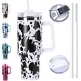 thumbnail image 1 of 40 oz cow tumbler with handle leakproof Cow print tumbler with a Lid and Straw stainless steel Vacuum insulated Tumbler Travel Coffee Mug, 1 of 6