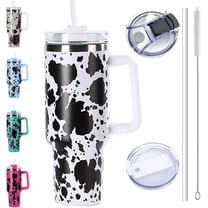 40 oz cow tumbler with handle leakproof Cow print tumbler with a Lid and Straw stainless steel Vacuum insulated Tumbler Travel Coffee Mug
