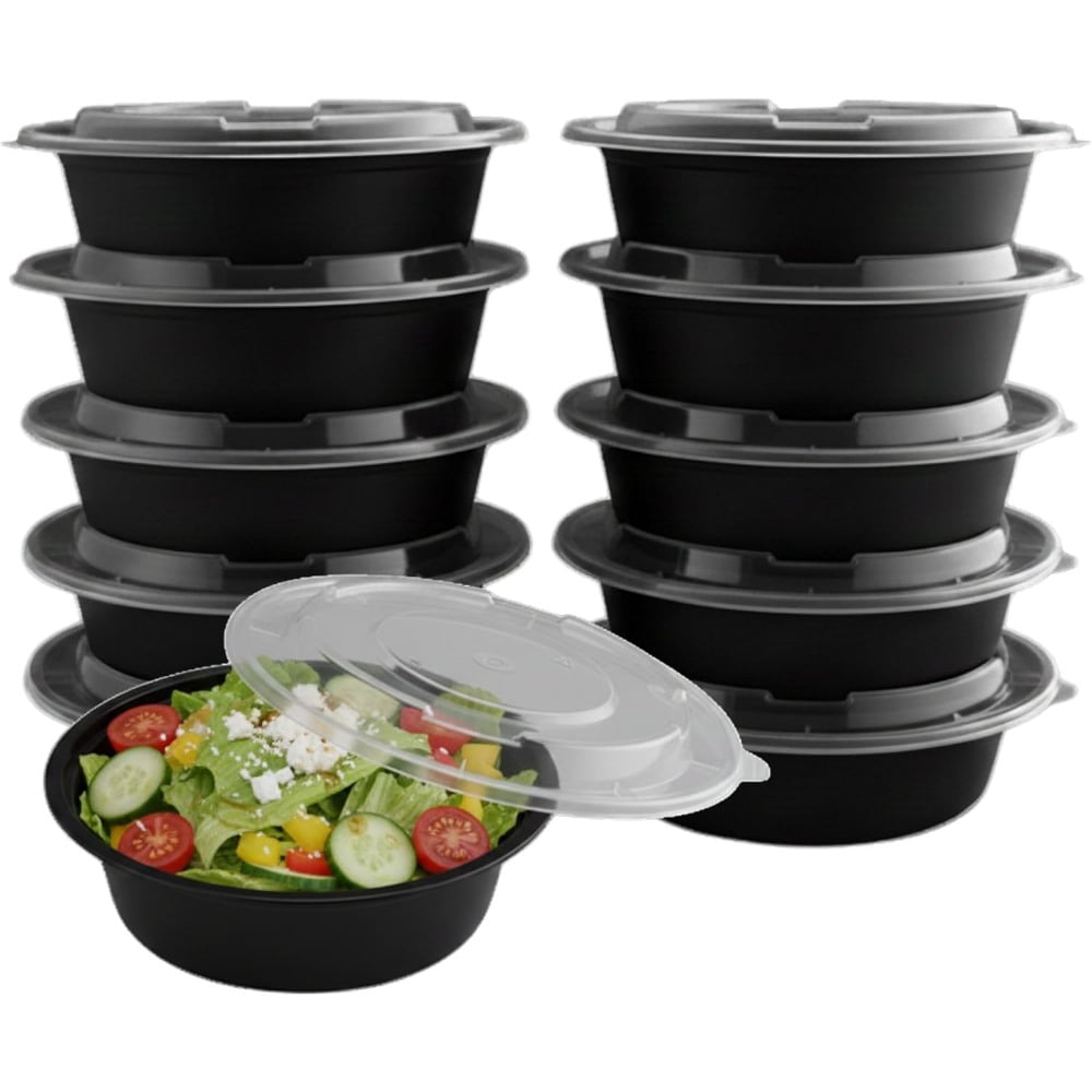 40 oz round meal prep containers with lids -free polypropylene, white ...