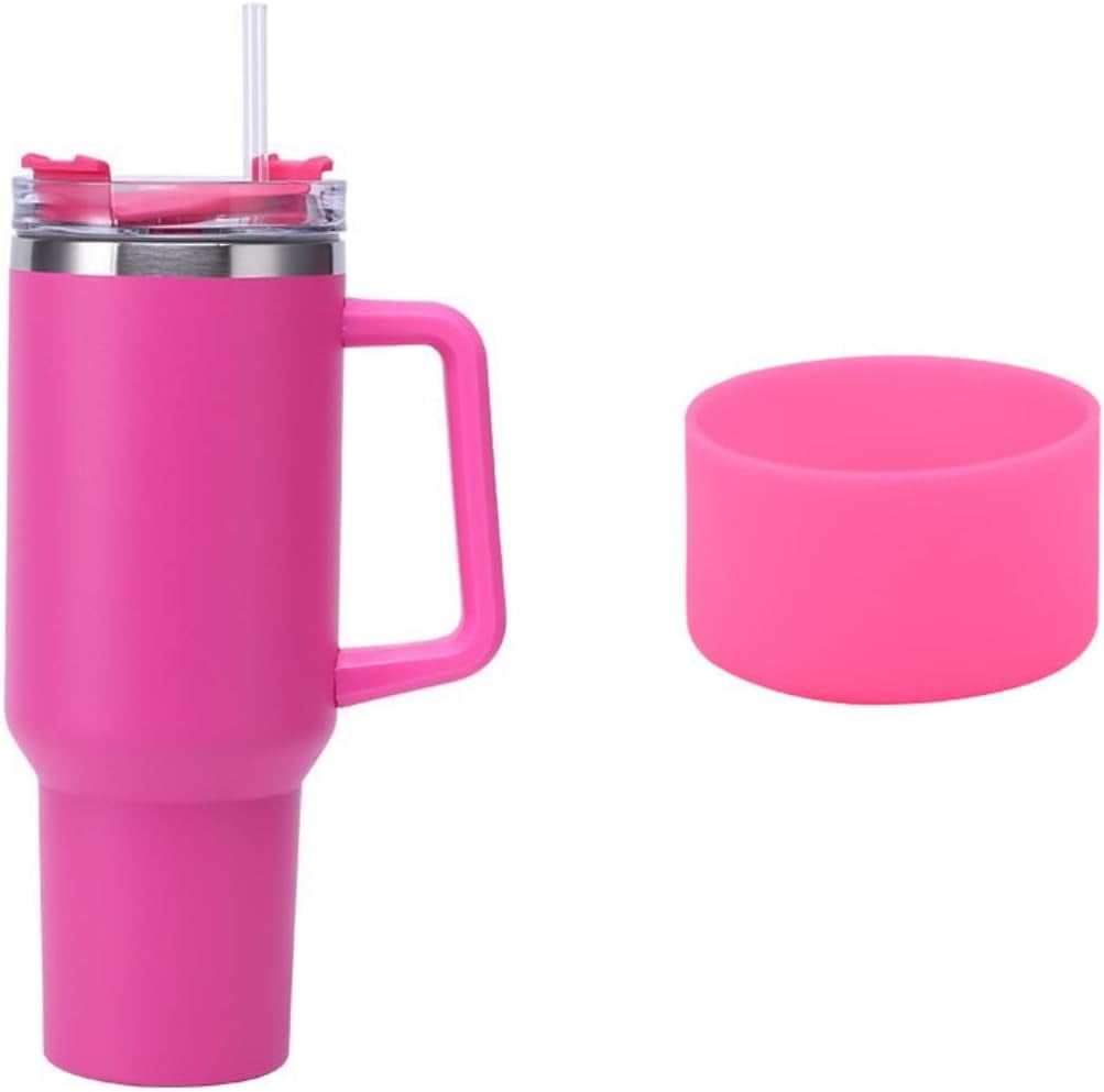 40 oz stainless steel insulated cup with lid and straw, insulated travel cup with handle, dual ...