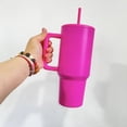 thumbnail image 1 of 40 oz Tumbler with Handle and Straw -Stainless Steel Dark Pink, 1 of 5