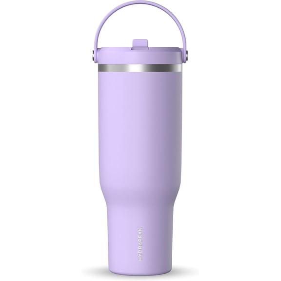 40 oz with Handle and Straw Lid, Leakproof, Double Insulated, 40oz Cup Stainless Steel (Lavender)