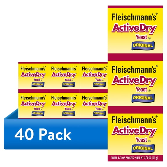 (40 pack) Fleischmann's Active Dry Yeast, 0g Sodium,3 Count, 1/4oz.