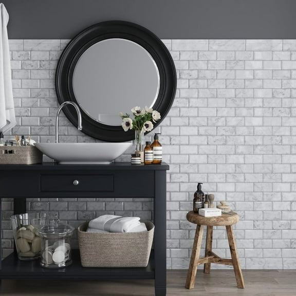 40 pack White 3 in. x 6 in. Beveled Polished Bianco Carrara marble Subway Tile (5 sq. ft./Case)