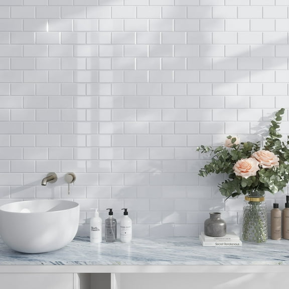 40 pack White 3 in. x 6 in. Beveled Polished Thassos marble Subway Tile (5 sq. ft./Case)