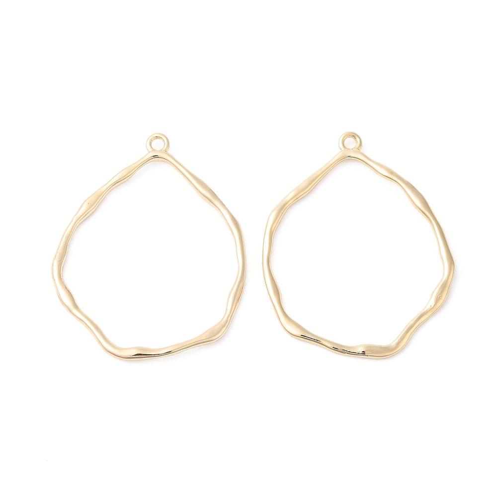 40 pc Brass Open Back Bezel Nickel Free Teardrop for DIY UV Resin Epoxy Resin Pressed Jewelry Making Real 18K Gold Plated 37x28.5x1.5mm Hole: 1.8mm