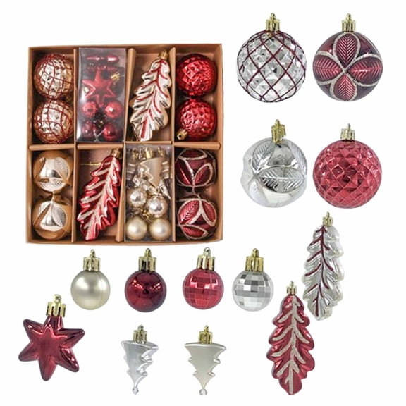 40 pc Christmas Ball Bauble Ornament Glittering Christmas Indoor Outdoor Hanging Decoration Holiday Party Wedding Halloween Thanksgiving Valentine's Day Decor