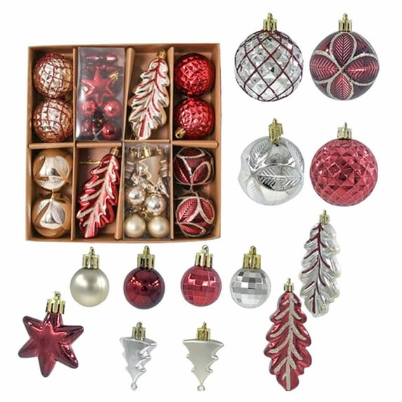 40 pc Christmas Ball Bauble Ornament Glittering Christmas Indoor Outdoor Hanging Decoration Holiday Party Wedding Halloween Thanksgiving Valentine's Day Decor