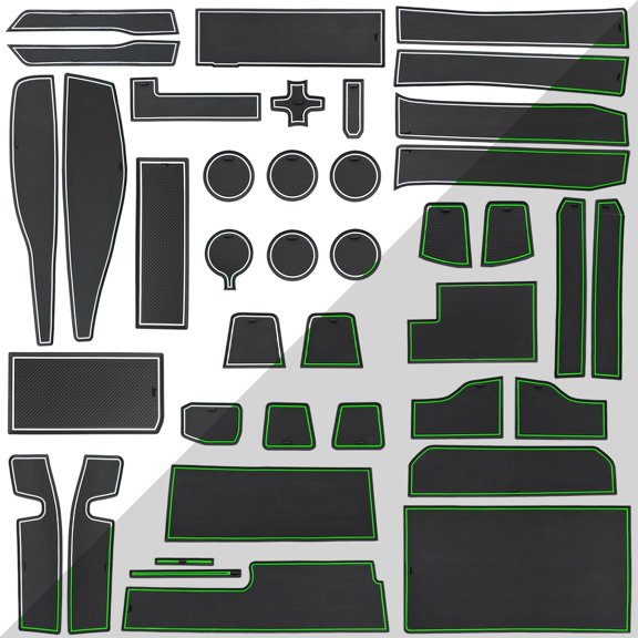 40-pc Cup Holder Insert Liner Set for F150 2021-2025 SuperCrew Bucket Seats, Center Console Liner, Door Pocket Mat, Anti Dust Interior , White Trim Glow in Dark