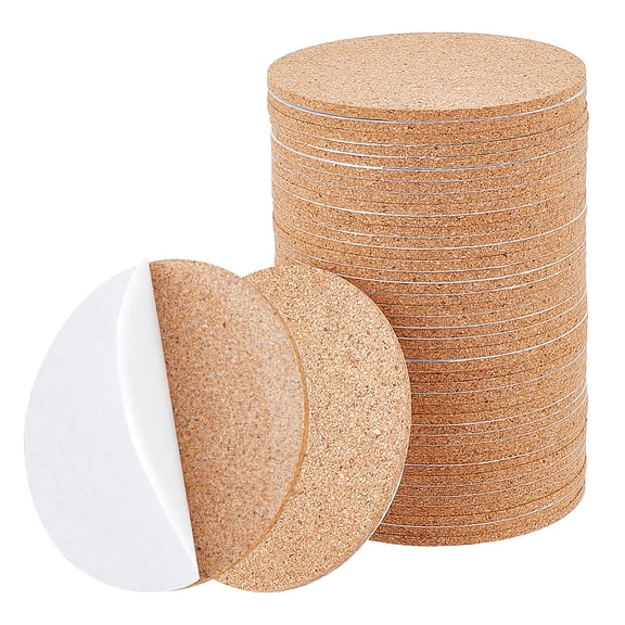 40 pc Flat Round Cork Insulation for Coaster Wall Decoration Party and DIY Crafts Supplies Tan 91x3.4mm for DIY