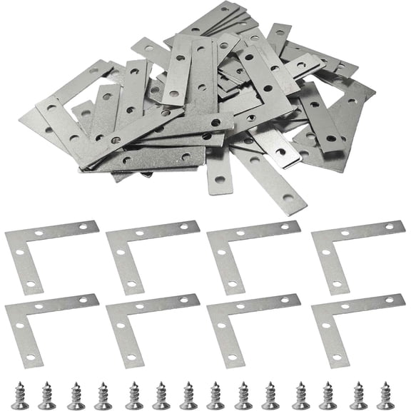 40 pcs 2x2-inch type corner brackets, right angle metal corner brackets for furniture repair, shelf support, cabinets, frames (silver)
