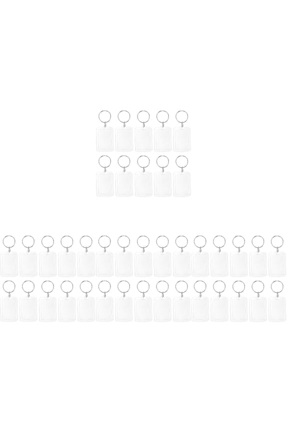 40 Pcs Blank Insert Photo Keychains 2x1.3x0.8in Craft Supplies for Custom and Projects