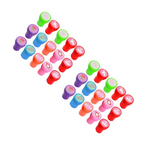 40 pcs Cartoon Stamps For Kids Mini Self Inking Stamps For Classroom Rewards Cute Plastic Valentine Stampers Party Favors Crafting Supply (Mixed Style)