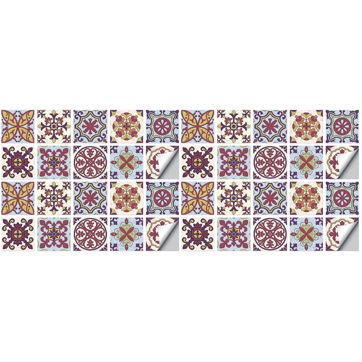 40 pcs Easy to Peel and Stick Tile Stickers Floor Tile Decals Kitchen