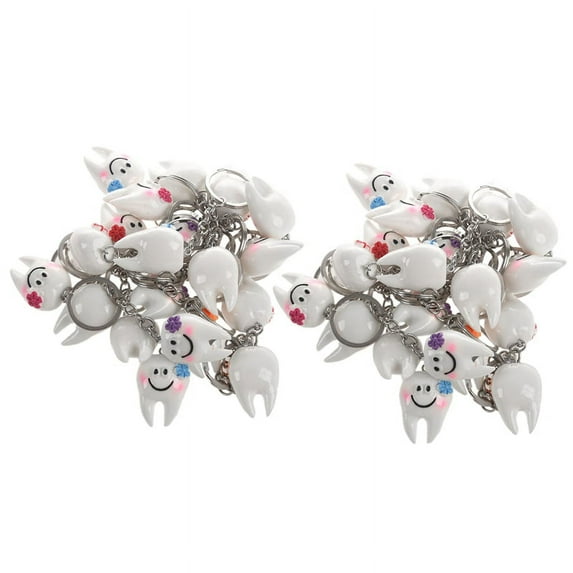 40 pcs Keychain Key Ring Hang Tooth Shape Cute Dental Gift