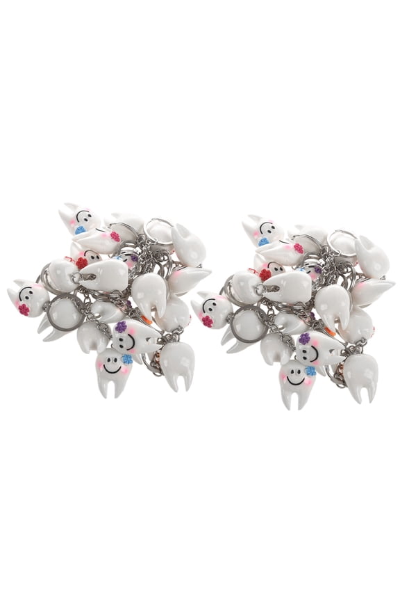 40 pcs Keychain Key Ring Hang Tooth Shape Cute Dental Gift
