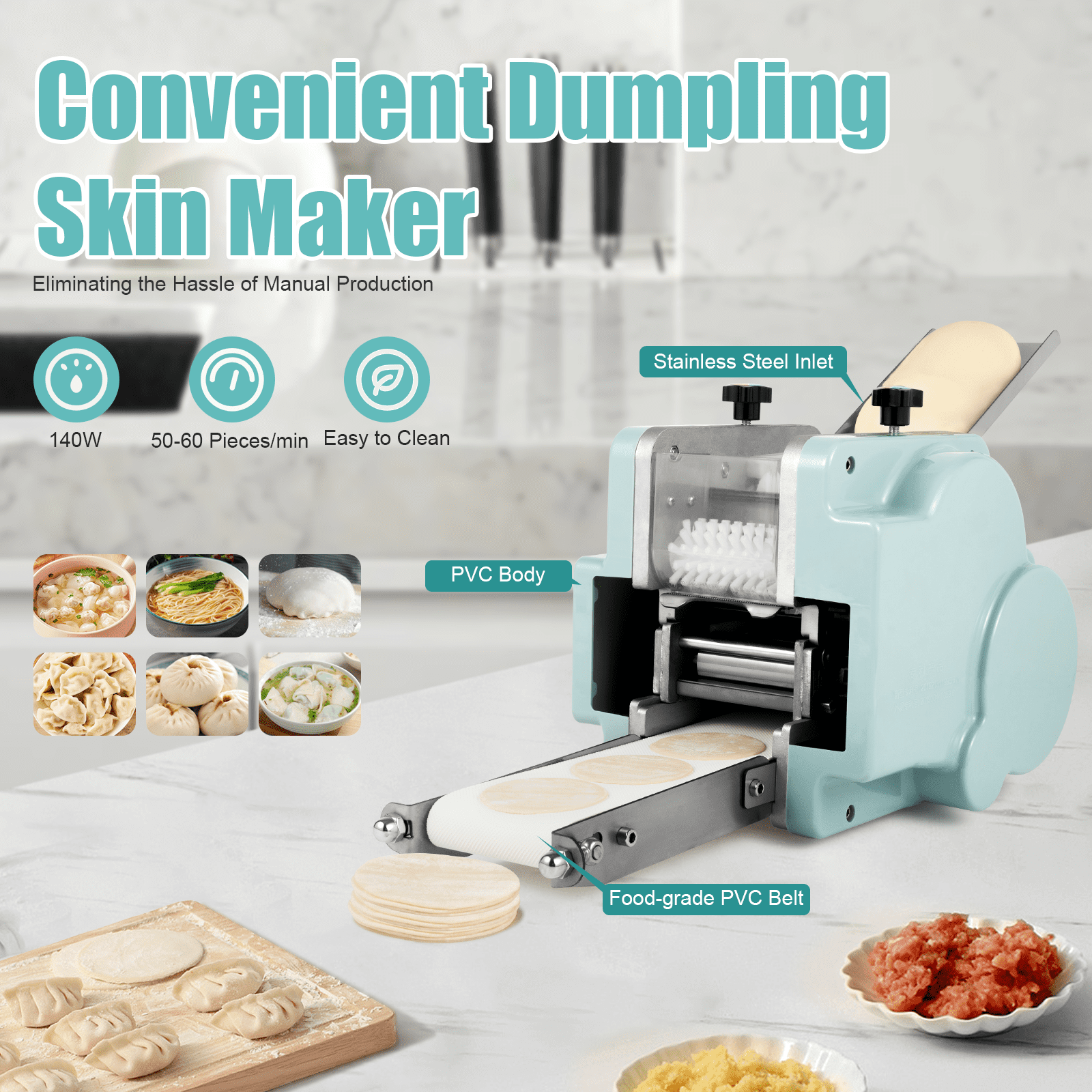 Macchina Per Fare Gli Gnocchi Dumpling Maker, Stampo Pressa In Plastica PP Blu, 28,5x12x6,3 Cm, Facile Da Usare E Pulire, 2 In 1