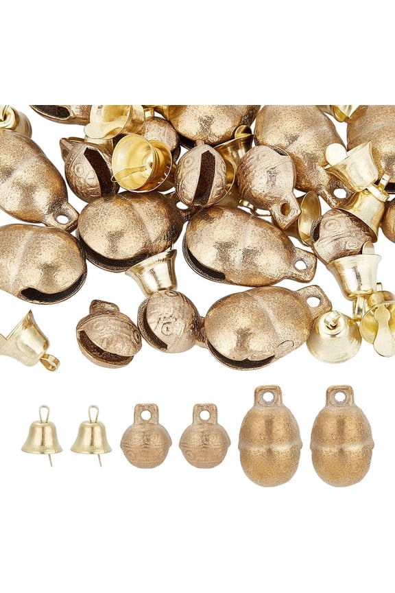 40 pcs Vintage Bells Tibetan Brass Bells Charms Pendants Bronze 3 styles Jingle Bell Craft Bells for Pet Bell Dog Collar Bells Home Door Decor Necklace Bracelet Decor Brass