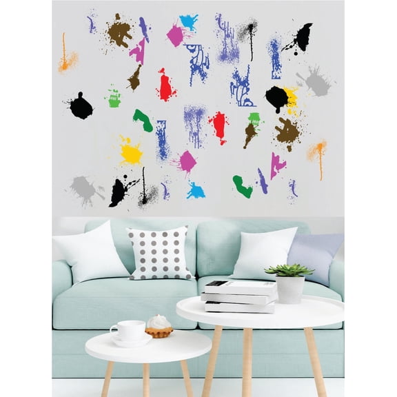 Picniva Multicolor Paint Splatter and Splotches, Multicolor, 3 to 7, Vinyl Wall Decal, Self-Adhesive, Bedroom Living Room Office Home Decor